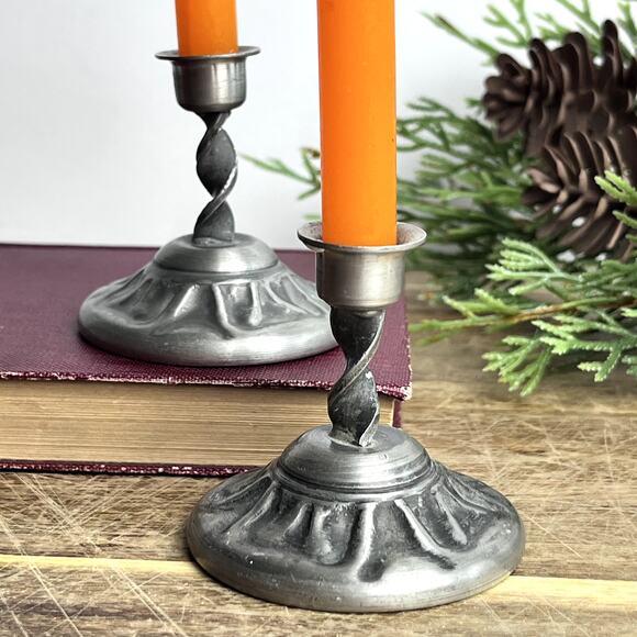 Vintage Miniature Pewter Candlestick Holders Set of 2 Norway 2.25\